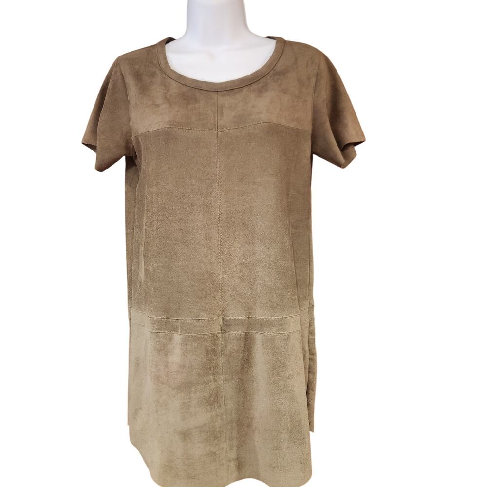 OLIVACEOUS Faux Suede Kimmie Shift Pullover Mini Tunic‎ Dress Women's Small